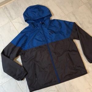 Disney parks Blue / gray windbreaker rain jacket with hoodie.  EUC!
